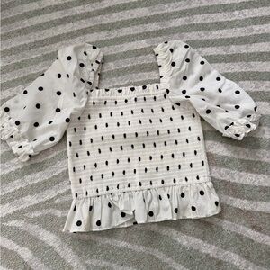 Sunday White and Black Polka Dot Top